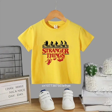 Trendsetting Stranger Things Prints for Summer Cheap Yet Chic O-neck Tees for Boys and Girls Soft Fashionable for Kids