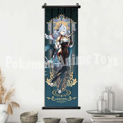 Genshin Impact Poster Anime Hot Games Wall Artwork Hutao Klee Vendi Canvas Painting Print Hanging Scroll Home Decoration Gift
