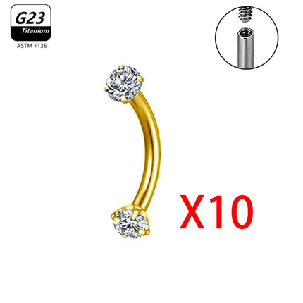 1/5/50pcs G23 Titanium ASTM-F136 Piercings Eyebrow  zircon Earring Internal thread Eyebrow Body Jewelry Wholesale