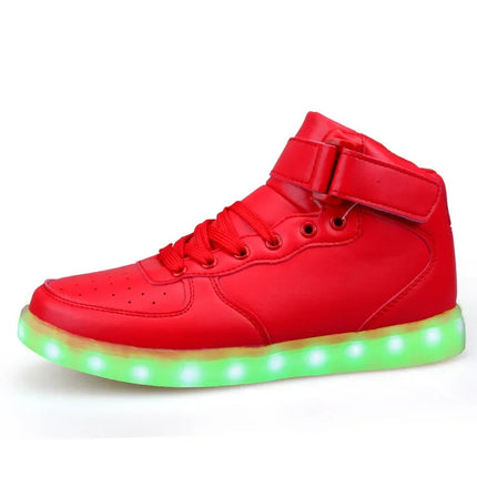 Wholesale LED Light-Up Shoes Plus Size High-Top Charging Colorful Night Fluorescent Couple Board Shoes From China Mainland
