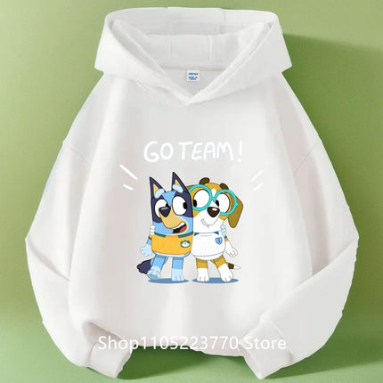 2025 Toddler Bluey Hoodie Rib Cuffs Winter Cartoon Anime Print Cozy Sweatshirt Boys Girls