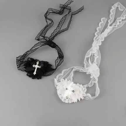 1/2Pcs Halloween Sweet Cool Punk Cross Eye Mask Lolita Dark Gothic Style Lace Bow Cosplay Accessories Women Bowknot Eye Mask