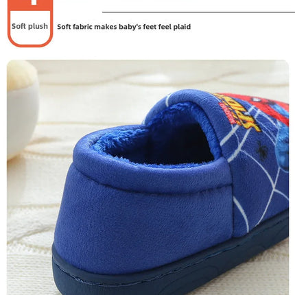 Cartoon Printed Spider-man Cotton Slippers For Children's Shoes Fashion New Style Warmth Autumn Winter Indoor Kids Boys Slippe