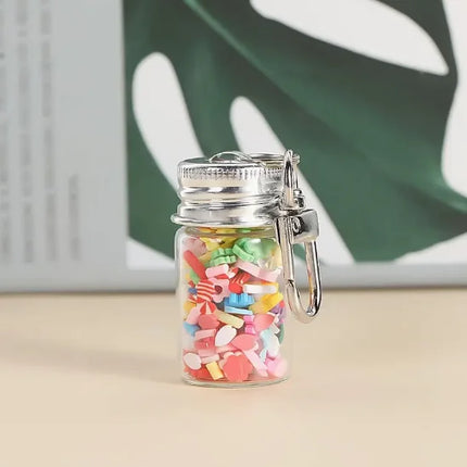 1-10Pcs Glass Wish Keychain Bottle for DIY Decoration Craft Couple Keychain Keyrings Funny Pendant Lanyard Keycord Jewelry Gift
