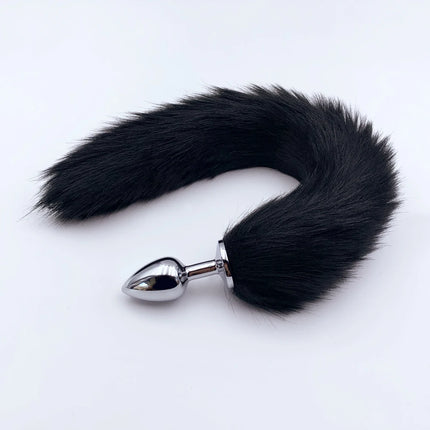 Metal Anal Plug with Faux Fox Tail,Cosplay Role Play Butt Plug,Adult Sex Toys for Men Women Couple,Anal Training Adult Products