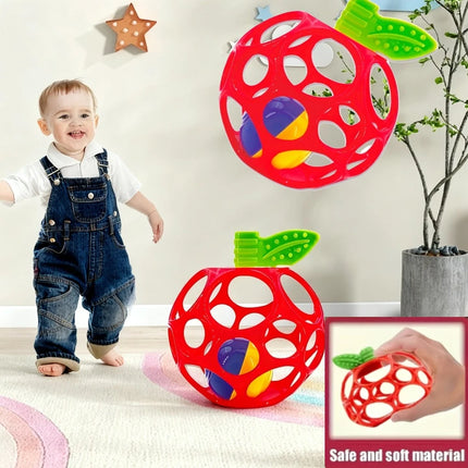 Baby Apple-Shaped Toy Ball Rattles Soft Ball Toy Newborn Grasping Teethers Hand Bell Sensory Toys Kids Educational Toys for 0-12
