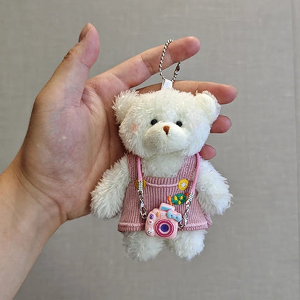 Cute Red Bag Bear Knot Rope Keychain Pink Blue Paired Bears Plush Doll Car Key Chain Christmas Scarf Bear Backpack Key Chain