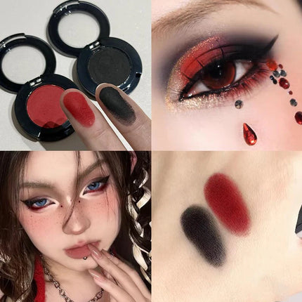 1Pc Blue Black Red Eyeshadow Palette Halloween Makeup Girl Smoky Punk Eye Shadow Palette Matte White Lying Silkworm Eye Cosmetic