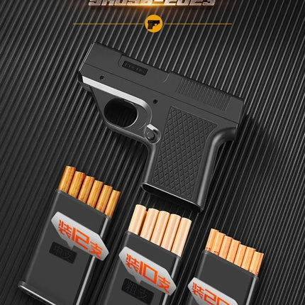 Capacity 10PCS Pistol Style Lighters with 3 Cigarette Case Jet Blue Flame Gas Lighter Windproof Cigar Lighter Gadgets for Men