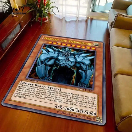 Yu-Gi-Oh Blue Eyes White Dragon Anime Non-slip Carpet Cartoon Floor Mat for Living Room Bedroom Decorative Area Rug Perfect Gift