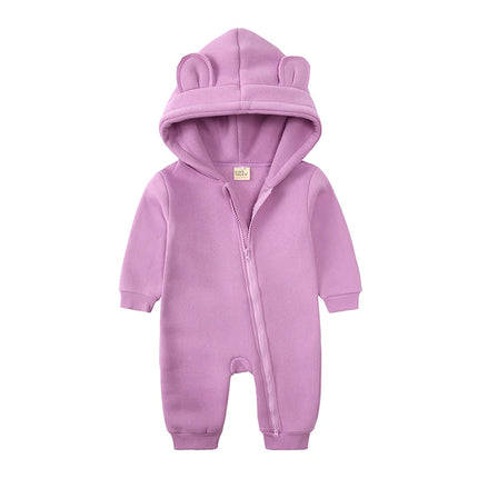 New Bodysuit For Newborn Rompers Baby Boys Girls Clothes Long Sleeve Solid Hoodies Bear Jumpsuit Costume Infant Onesies 3M-24M