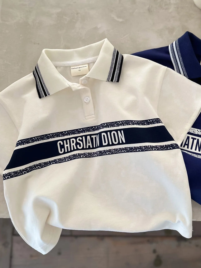 Boys' Summer T-shirt Shorts Set Thin Cotton Polyester Sweat Absorption Loose Fit Basic Package M Children's Clothing