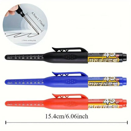 100-1Pcs 45mm Long Nib Head Carpenter Marker Pens White/Black/Blue/Red Hole Marker Pen for Measuring Woodworking Hand Tools