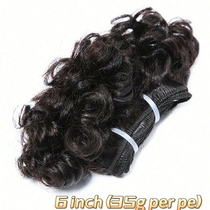 Bouncy Curly Hair Bundles With Closure Brazilian Remy Human Hair Bundles 3-Piece 6inch Extensions Natural Color