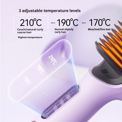 Negative Ion Hair Straightener Brush 2 in 1 Straighten and Curl Anti Frizz3 Temperature Settings for All Hair Types
