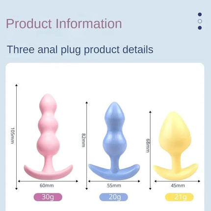 3pc/Set Silicone Butt Plug Ease-in -Anal Plugs Training Set Expandable Beginner Anales Beads Beginner Soft Silicone Anal Plugs