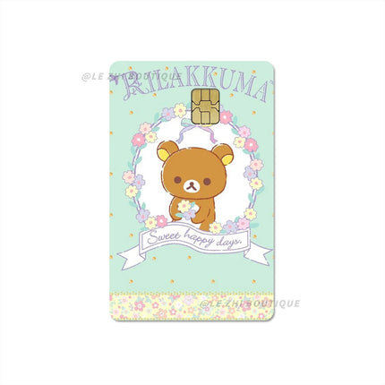 Japan Anime Cute Cartoon Bear Credit Debit Card Sticker Kawaii Bus Pass Diy Waterproof Small Chip Film Sticker Decoration