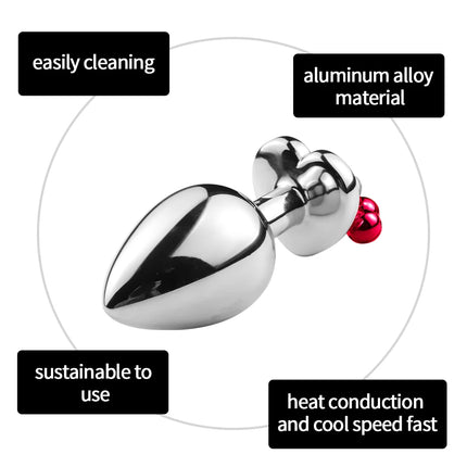 3 Size Metal Anal Plug Crystal and Bells Anus Dilator Sex Toys Bullet Stainless Steel Butt Plug Men Women Couples Adult Toys