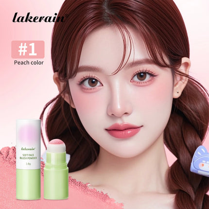 Soft Fog Blush Stick Face Blusher Patting Powder Blusher for Cheeks Cute Korean Style Waterproof Blush Sponge Brush Head 3Colors