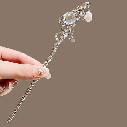 2023 New Vintage Chinese Women's Hair Stick Metal Glaze Flowers Hair Chopsticks Ladies Pearl Jewelry Hair Sticks Accessories
