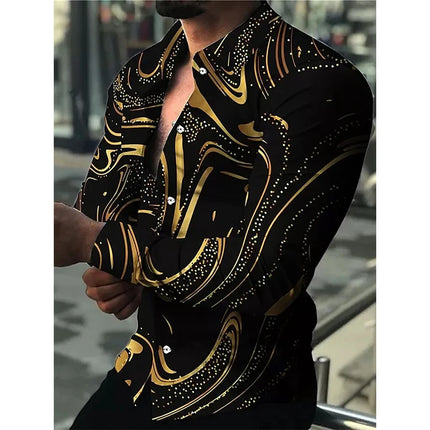 2024 Men's  Long Sleeve Shirt Casual All-match Fashion Street Men's Shirt Lapel Single-breasted Long Sleeve Top Men's Clothing