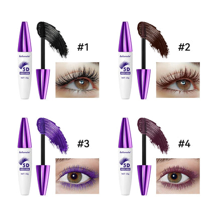 Lakerain 5D Mascara Eyelashes Lengthening Long-Lasting Intense Black Waterproof Nourishing Smudge-Proof Mascara Eye Makeup