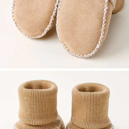 Baby Suede Leather Thick Shoes Infants Winter Plush Warm Booties Fur Girls Booties Unisex Sheepskin Kids Boy Floor First Walkers