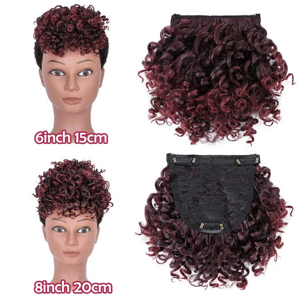 Snoilite Synthetic Afro Puff Bangs Hairpiece Short Kinky Curly Hair Bun For Women Girls Short Chignon Hair Extension Black Brown