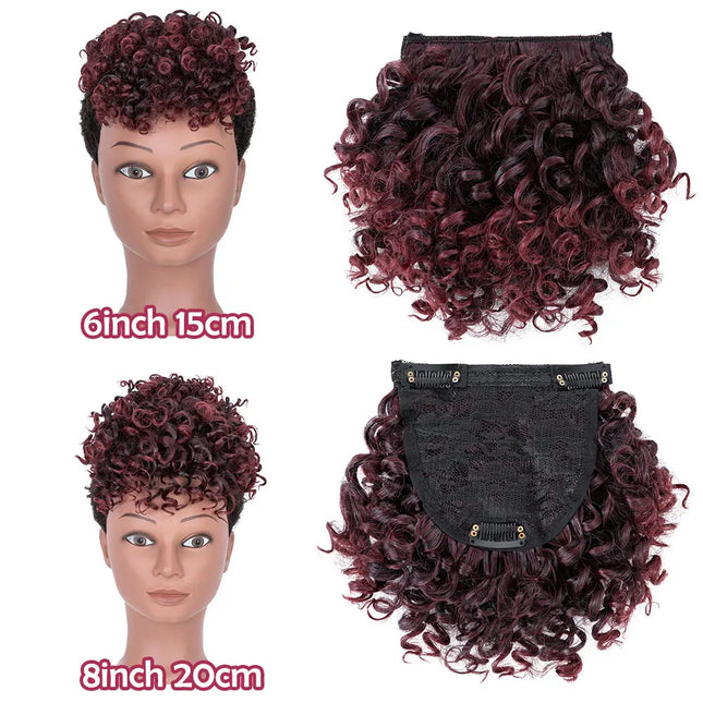 Snoilite Synthetic Afro Puff Bangs Hairpiece Short Kinky Curly Hair Bun For Women Girls Short Chignon Hair Extension Black Brown