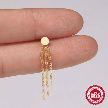 CANNER 1PC 925 Sterling Silver Chain Tassel Piercing Earrings Chain Charm Accessories For Woman Shiny Earring Fine Jewelry Gift