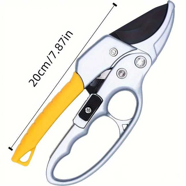 8" Durable Professional Ratchet Garden Pruning Shears - 3-Stage Anvil Design for 5X More Cutting Power, Ideal for Weak Hands