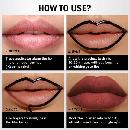 O'CHEAL Peel Off Lip Lip Liner Long-Lasting Lip Gloss High Color Rendering Tear-off 6 Color Waterproof  Matte Lip liner Makeup
