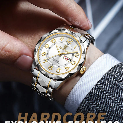 BINBOND Top Brand Luxury Men's Wristwatch Waterproof Luminous Date Week Men's Watches Stainless Steel Quartz Men's Watch Male reloj