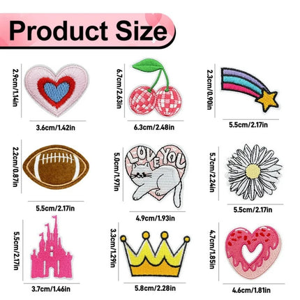 50/100pcs Random Assortted Embroidery Patches Cartoon DIY Iron on/Sew on Patches Stickers Applique for Clothes Dresses Hat Jeans