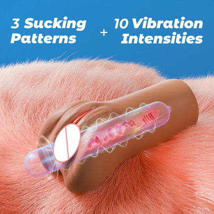 Realistic Vaginas Masturbator Automatic Men Pocket Pussy Artificial Vagina Male Vibrator Blowjob Sucking Machine Adult Sex Toys