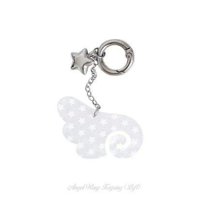 Creative Acrylic Star Angle Wings Keychain For Women Sweet Simple Design Cute Earphone Bag Keyrings Young Girls Jewelry N900