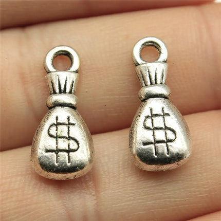 20pcs Moneybag Charms Money Us Dollars Pendants Jewelry Making Lucky Money Charms For Bracelet Making Antique Silver Color
