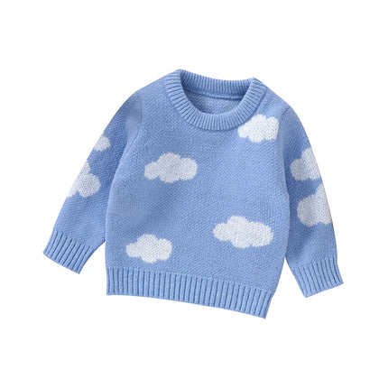 Baby Boy Girl Sweaters Knit Spring Autumn Winter Crew Neck Long Sleeve Newborn Netural Blue Knitwear Tops Children Costumes 1-3Y