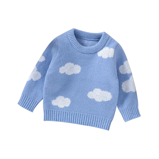 Baby Boy Girl Sweaters Knit Spring Autumn Winter Crew Neck Long Sleeve Newborn Netural Blue Knitwear Tops Children Costumes 1-3Y