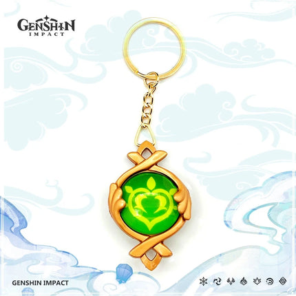 Game Impact Vision Fontaine Water God Focalors Lyney and Lynette Keychain Luminous 7 Element Eye Of Original God Toy KeyRing