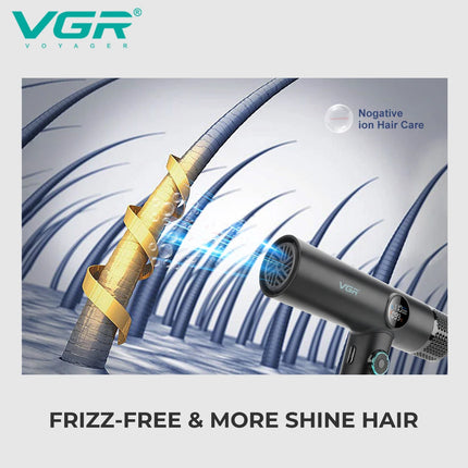 VGR Hair Dryers Professional Hair Dryer Machine Negative Ion 110000 RPM Air Blower Barber Salon BLDC Motor Home Appliance V-401