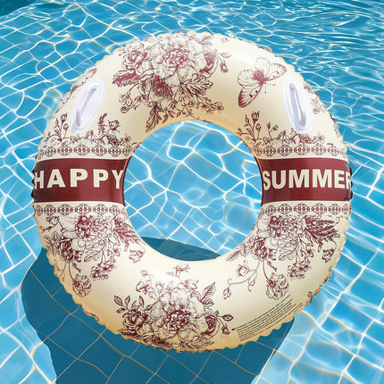 1PC Adult Inflatable Swim Ring - Artistic Ink Pattern Bright Color Floating Tube for Pool, Lake & Summer Activities