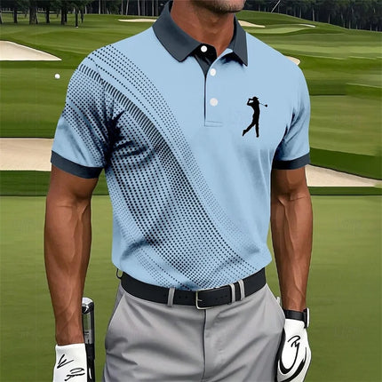 Colorful 3D Printed Striped Polo Shirt Men's Geometric Pattern Short Sleeve Summer Casual Lapel Top