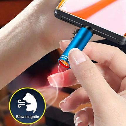 Mini Type C Mobile Phone Cigarette Lighter Air Blowing Smoking Cigarette Lighter Outdoor Safety USB C Lighter Adapter