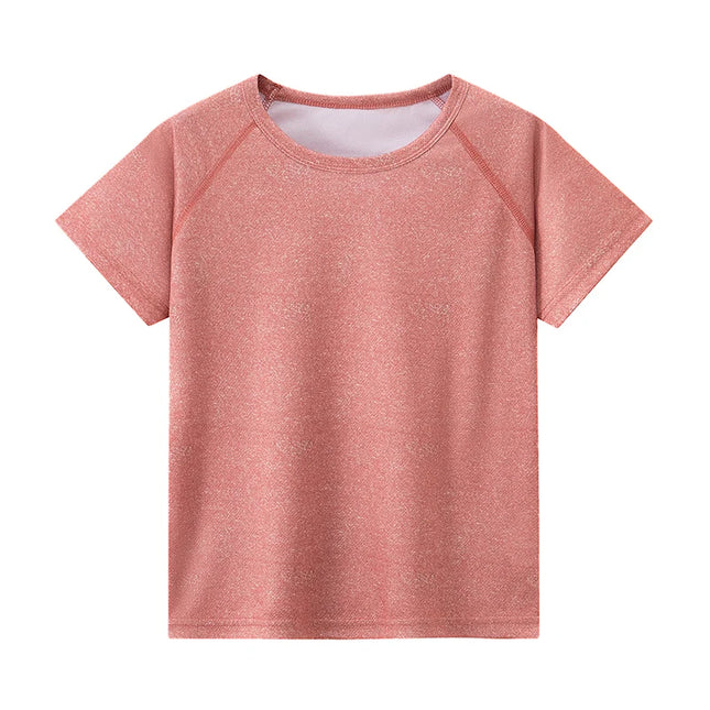 2026 Spring/Summer New Candy Color Casual Sports Short Sleeved T-shirt For Boys And Girl Comfortable Plus Size Round Neck Top