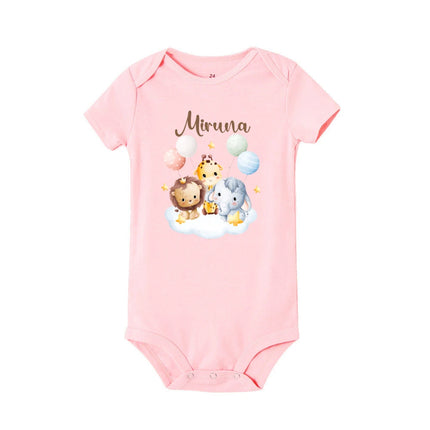 Personalised Leo with Name Baby Romper Newborn Wild One Jungle Birthday Party Bodysuit Cute Toddler Jumpsuit Infant Shower Gift