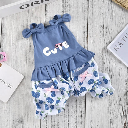 Cute Vest Summer Rompers Jumpsuit For Small Medium Dogs Pink Blue French Bulldog Yorkshire Pet Clothes With Cooling Pants XXXL