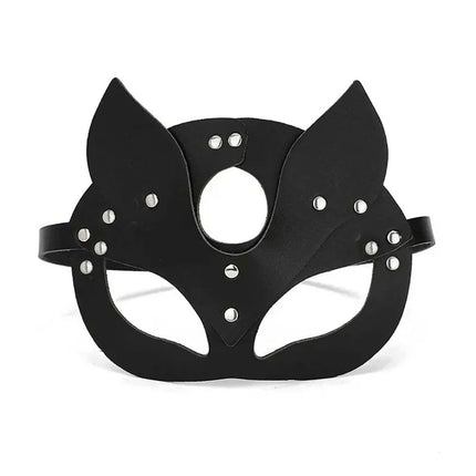 SEXY Leather Fox Mask Rhinestone Studded Blindfold XXX Adult Party BDSM Tease Accessories Pup Play Erotic Face Shield Set