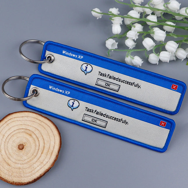 1pc Computer Pop-up Window Embroidered Keys Tag Keychains for Motorcycles Backpack Fashion Jewelry Key Ring Accessories