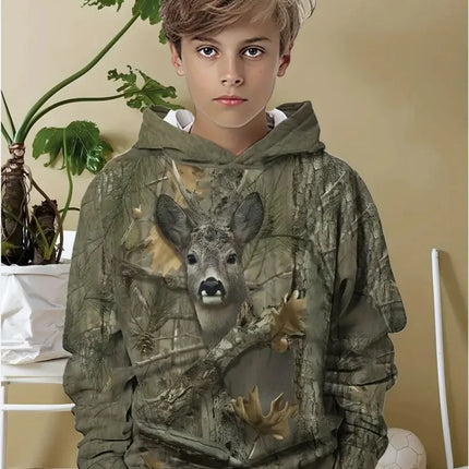 Camouflage Hunting Hoodies Forest Print Boy Clothes Outdoor Sports Long Sleeve Trip Tactical Training Esweatshirt Kids Clothing